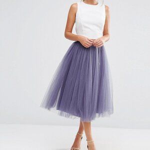 Little Mistress Tulle Midi Skirt Lavender Grey Size US 2/UK 6
